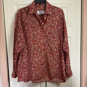 Tilley Endurables Floral Red Button-Up Shirt size XL